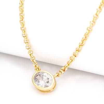 Oval Bezel Cubic Zirconia Pendant Necklace