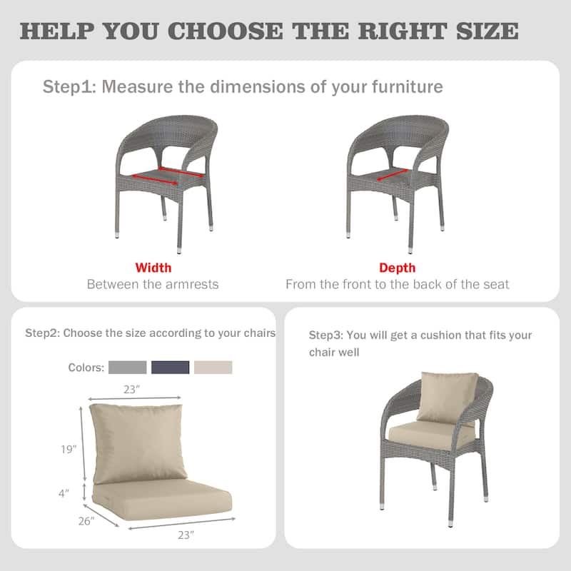 Aoodor Outdoor Chair Cushions Set, Water Resistant Deep Seat Cushions