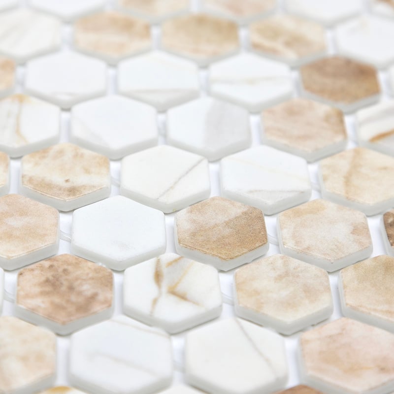 Eterna Hex 1x1 Glass Hexagon Mosaic Tile - Floor, Wall & Backsplash