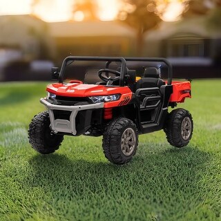 24V Ride-On UTV for Kids with Dump Bed, Bluetooth Remote, LED Lights, and Shock Absorption Perfect for Christmas