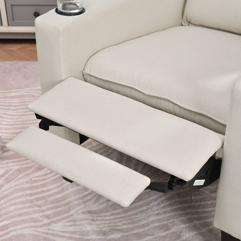 Polyester Recliner Chair with Phone Holder and Cup Holder, 3-Position Recline, 220lb Capacity