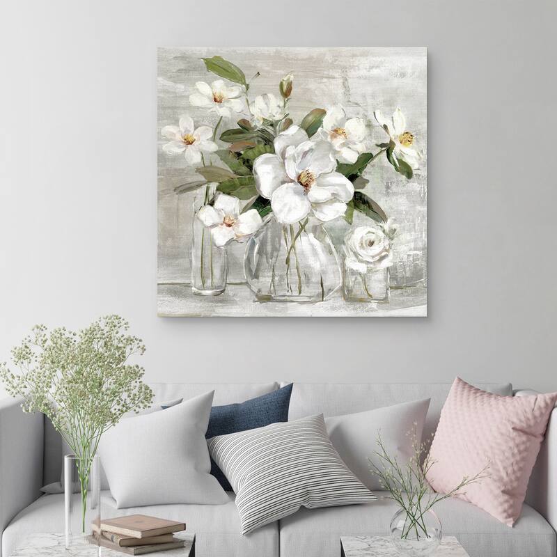 Romantic Magnolias by Sally Swatland Canvas Art Print