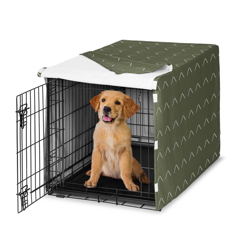 Sweet Jojo Designs Hunter Green Boho Arrow Boy, Girl, Unisex/Gender Neutral Dog Crate Kennel Cover 36in. Bohemian Tribal Chevron