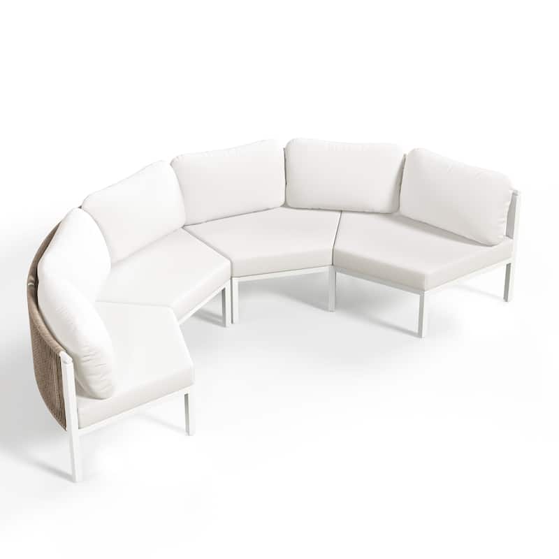 Outdoor Patio Furniture PE Rattan Wicker Half Round Curved Sofa Sectional Set