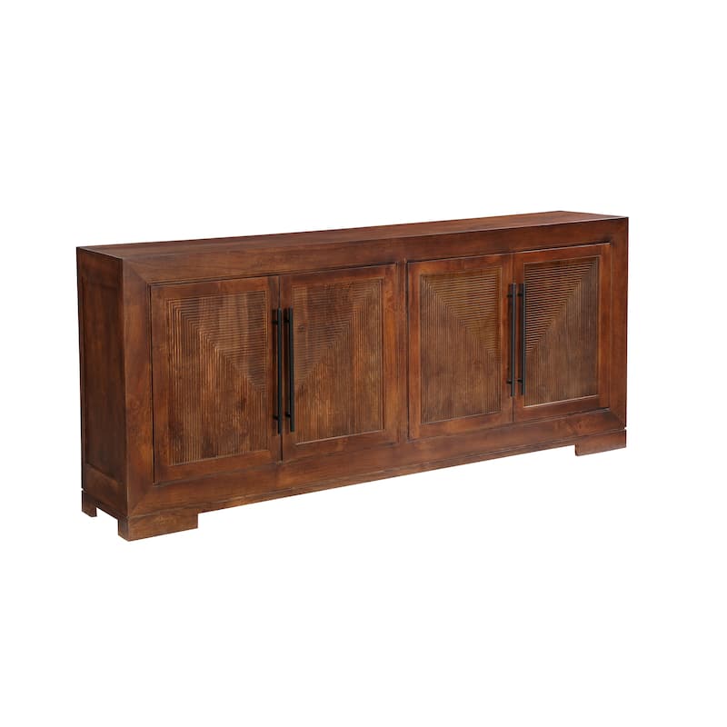 Willow 4-door Geometric Solid Wood Sideboard - Dark Brown