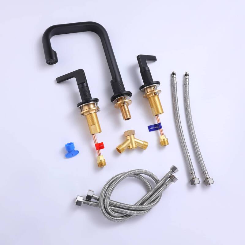 Widespread Bathroom Faucet 3 Holes Modern 8 Inch Bathroom Sink Faucet Double Handle Modern Basin Vanity Faucets Taps With Valve