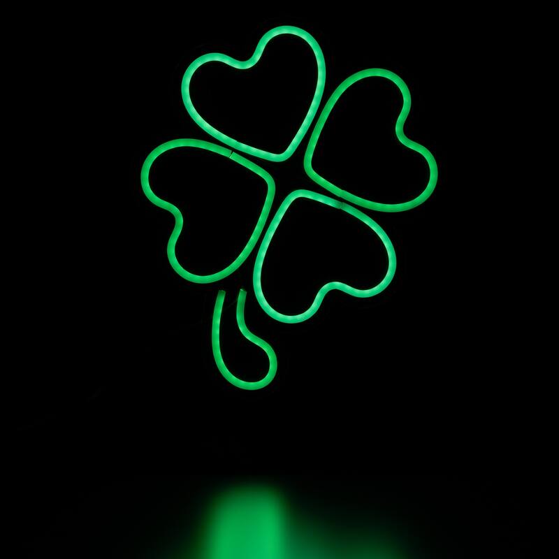 15" LED Neon Style Green Shamrock St. Patrick's Day Window Silhouette