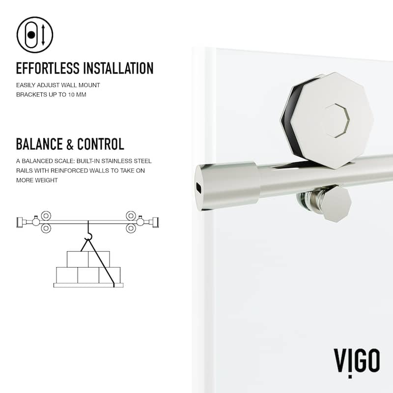VIGO Elan Hart Frameless Sliding Shower Door