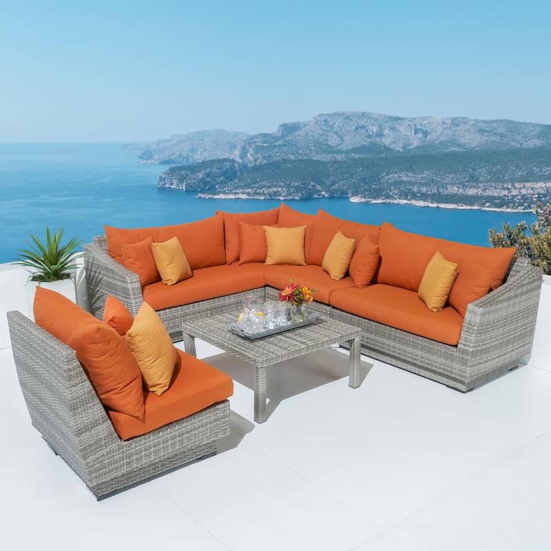Cannes 6 Piece Sunbrella Outdoor Patio Sectional & Table