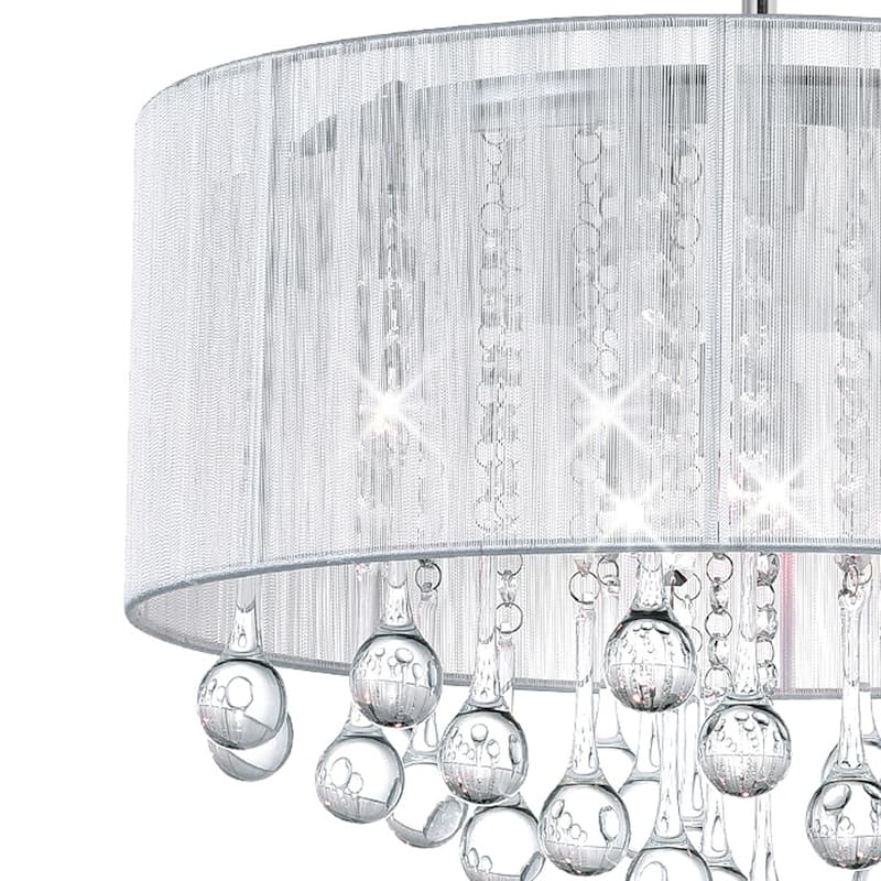 Water Drop 6 Light Drum Shade Chandelier With Chrome Finish
