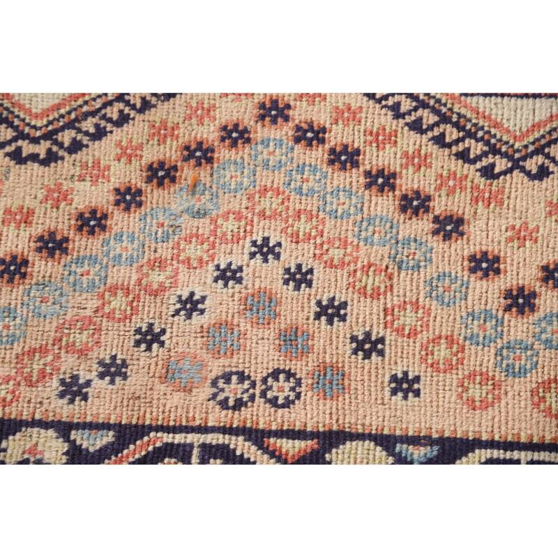 Peach / Pink Shiraz Persian Vintage Area Rug Hand-knotted Wool Carpet - 3'5"x 4'7"
