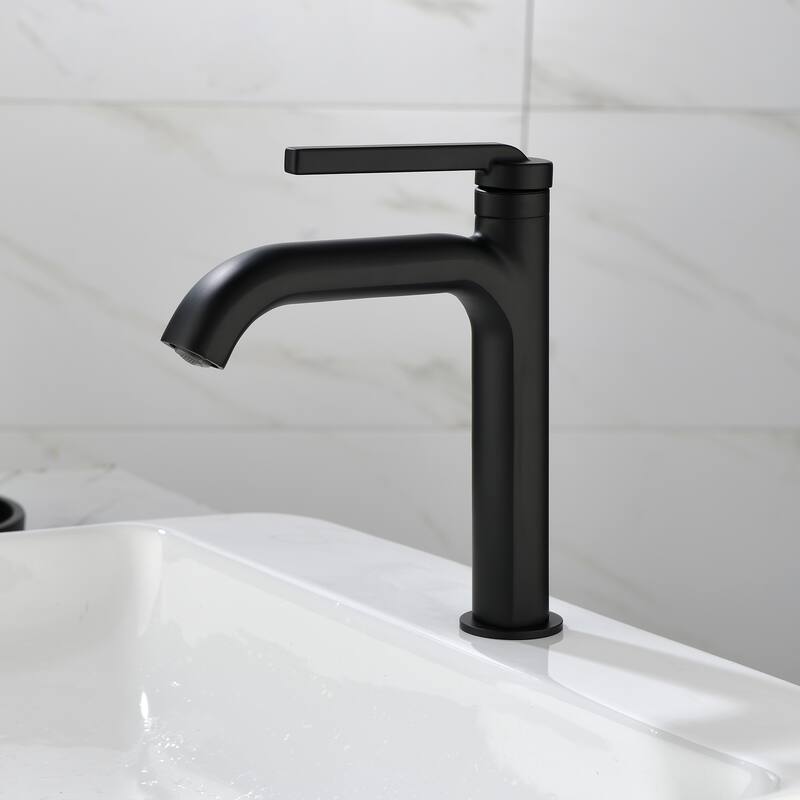 9-12" H Solid Brass Single Handle Bathroom Sink Faucet