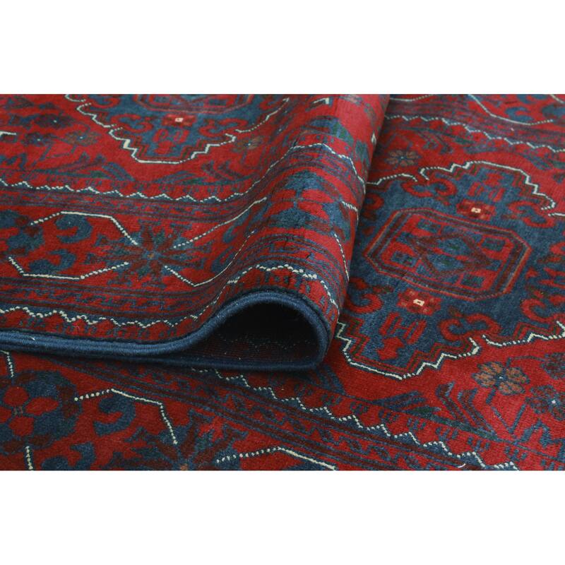 Khamyab Wally Red/Navy Runner - 2'11" x 16'11"