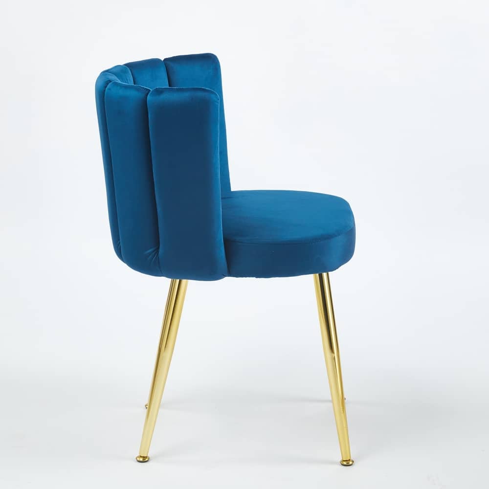 Barrel Dining Chairs Set of 2, Velvet Upholstered Accent Chairs, Kitchen Side Chairs with Metal Legs for Kitchen, Living Room