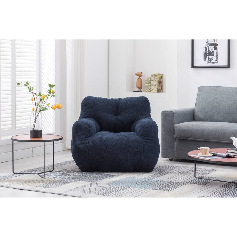 010-Soft Teddy Fabric Tufted Foam Bean Bag Chair