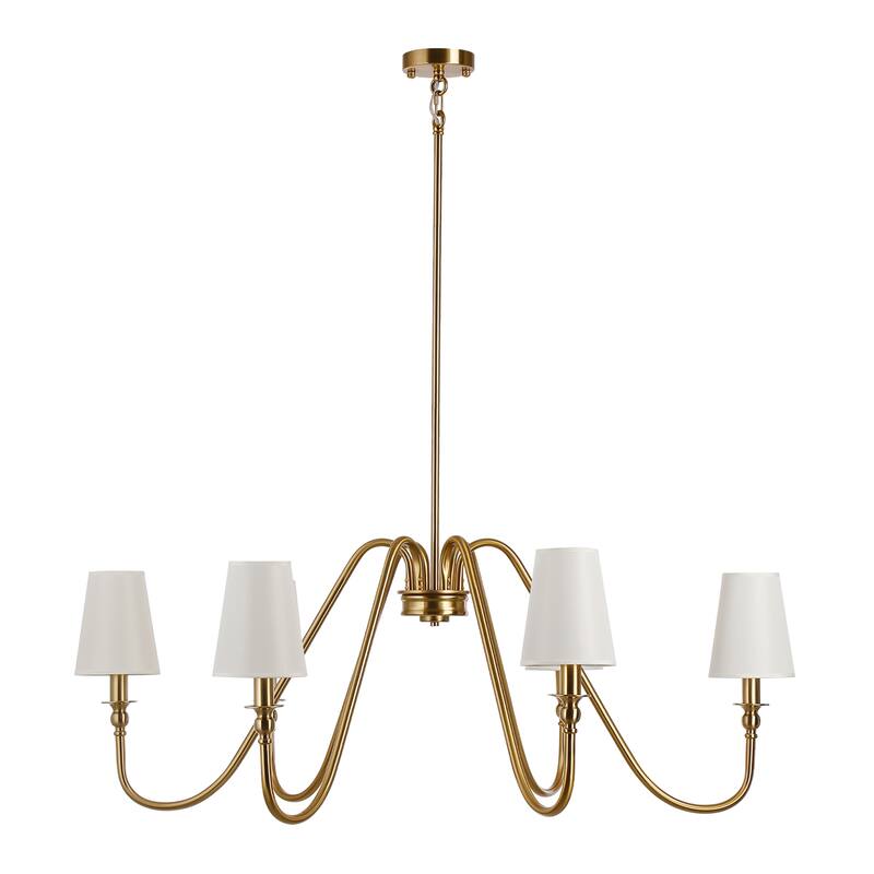 6-Light 41" Wide Traditional Stylish Candle Chandelier With Beige Fabric Shades