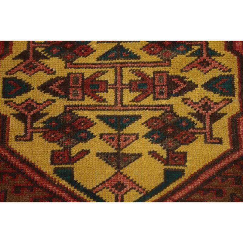Hand Knotted Oriental 100% Wool Carpet Traditional Tribal Brown Ardebil Runner Rug - 10' 7'' X 2' 10''