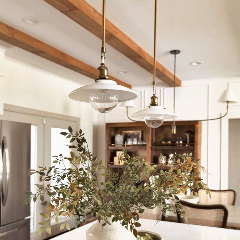 Lanesra Modern Pendant Light - Metal, Glass & Gold, Ivory White Dome Light Fixture For Modern, Farmhouse, Minimalist Room Decor