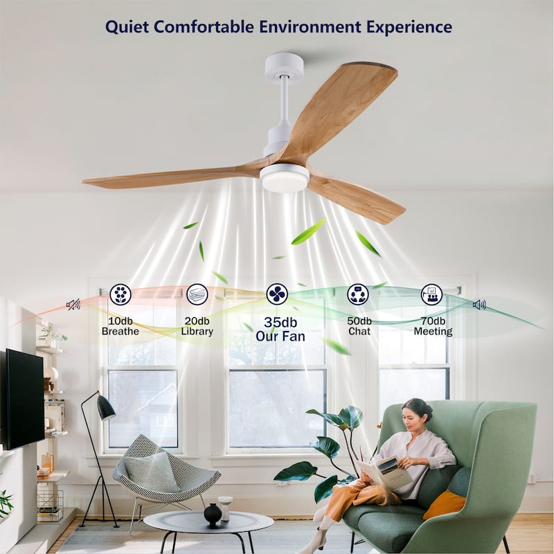 60" Modern Ceiling Fan w/ 3 Color Dimmable Remote Control Reversible DC Motor