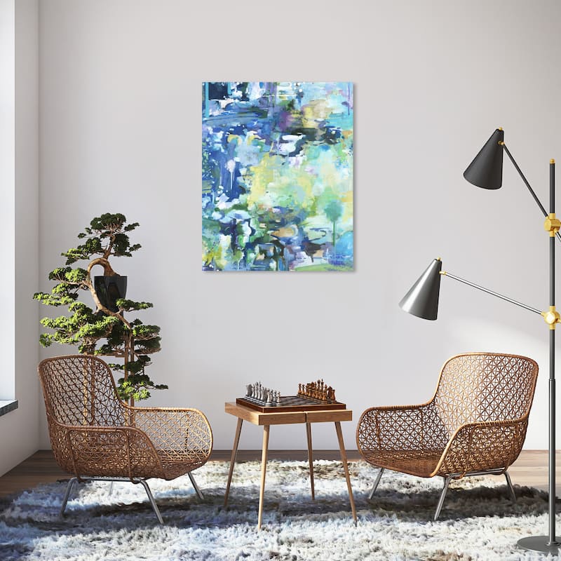 Wynwood Studio Abstract Evergreen Blue and Modern & Contemporary Wall Art Canvas Print - 36 x 30