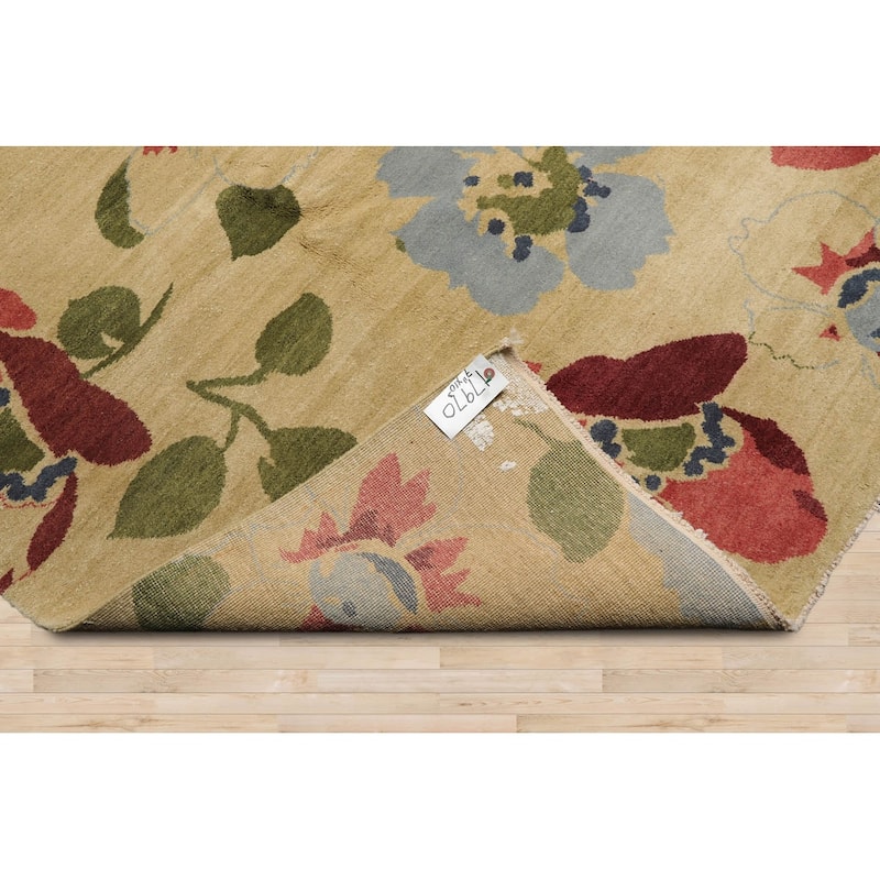 Hand Knotted Pistacchio Tibetan Wool Transitional Oriental Area Rug - 7' 11'' x 10' 3''