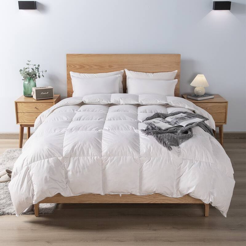 KASENTEX Cotton Cover Down Comforter - Duvet Insert - All Season - California King - White
