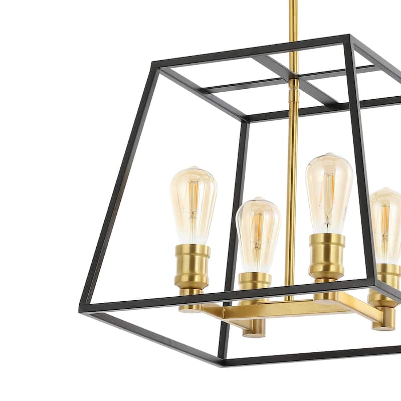 Suillius Farmhouse Industrial Iron LED Pendant, Black/Brass Gold by JONATHAN Y