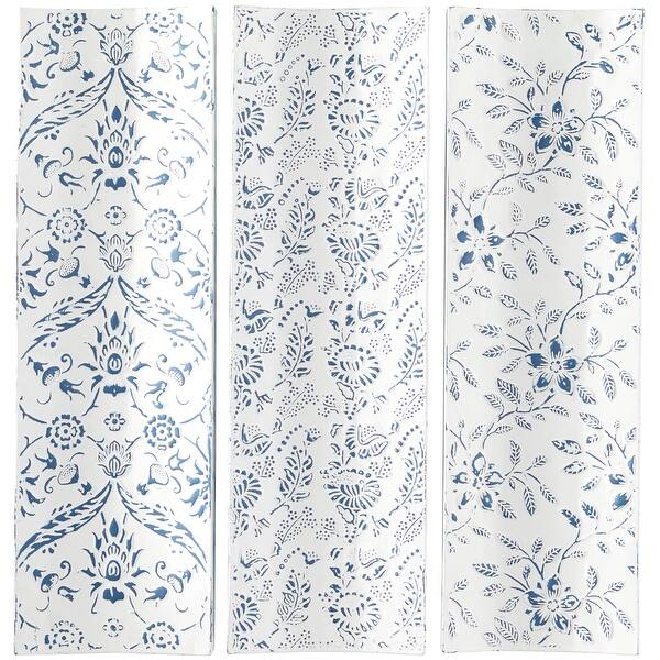 The Novogratz White Metal Floral Wall Decor with Embossed Details (Set