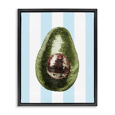 Stupell Disco Avocado on Blue Framed Floater Canvas Wall Art Design By Lil' Rue