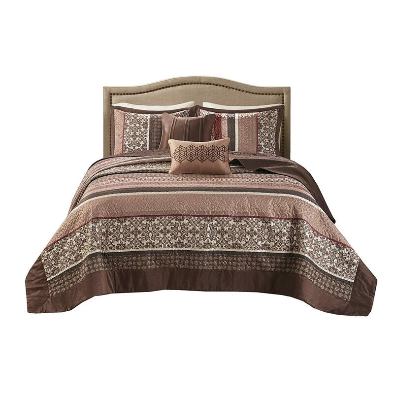 GDF Studio - Princeton 5-Piece Reversible Jacquard Quilt Set with Decorative Pillows