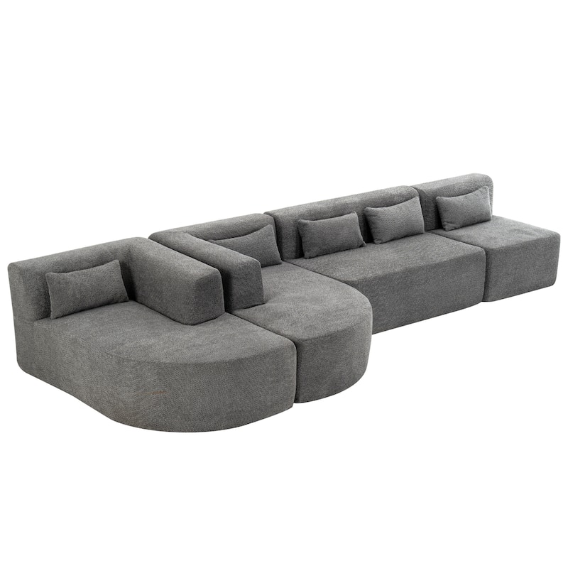 Merax 143.7" Upholstered Sofa Free-combined Sofa Couch