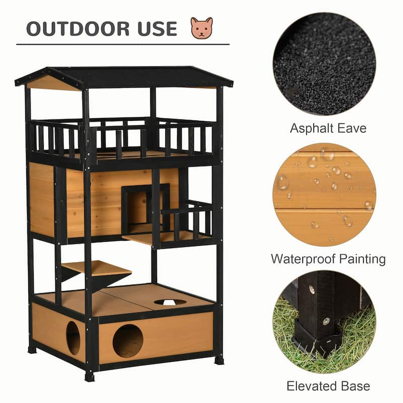 Feral Cat Shelter Kitten Tree with Asphalt Roof