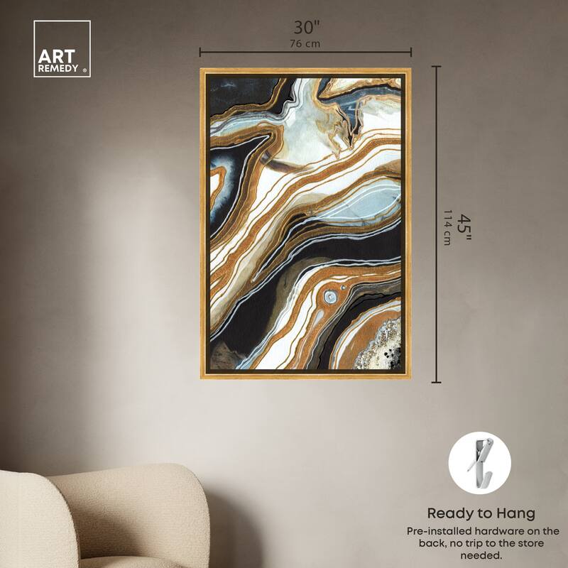 Art Remedy Black And Gold I Framed Mineral, Agate & Geode 1 Piece Canvas Wall Art