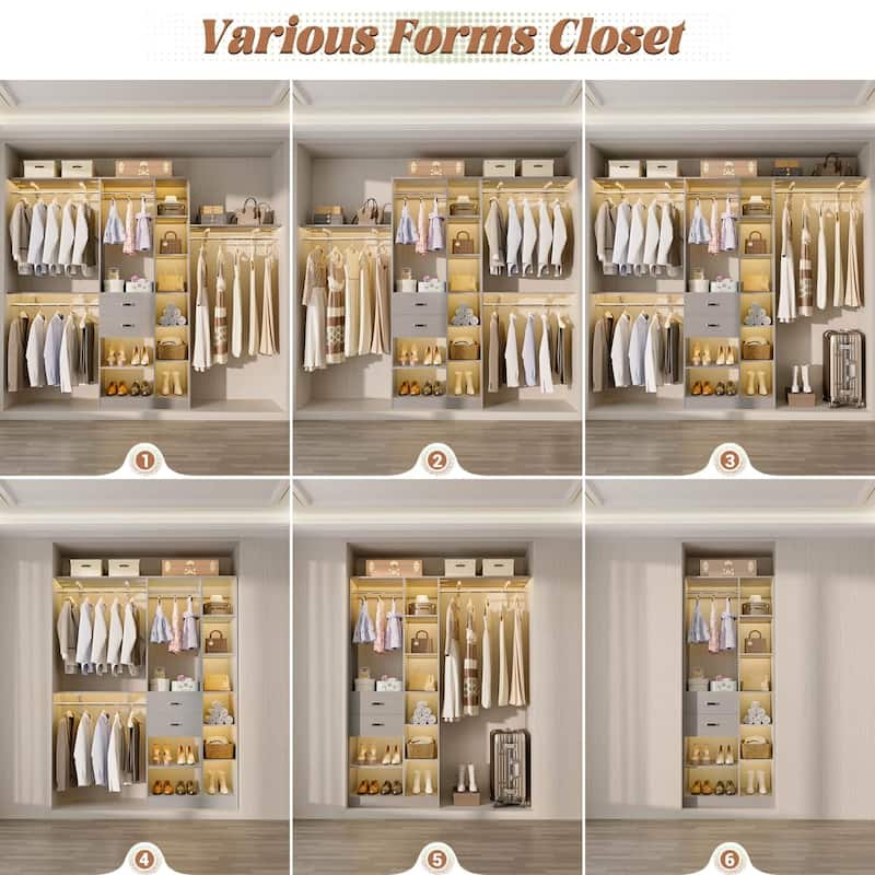 31.5'' to 96'' W Closet Organizer System with Drawers and Tower Shelves for Reach-in and Walk-in Closet