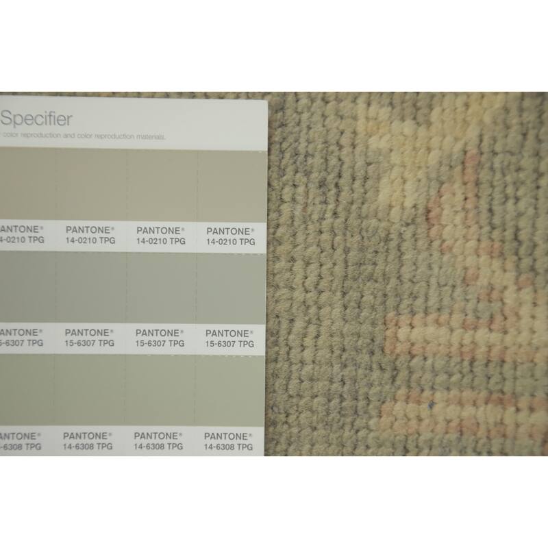 Hand Knotted Oriental 100% Wool Carpet Transitional Floral Green Oushak Area Rug - 6' 11'' X 4' 1''