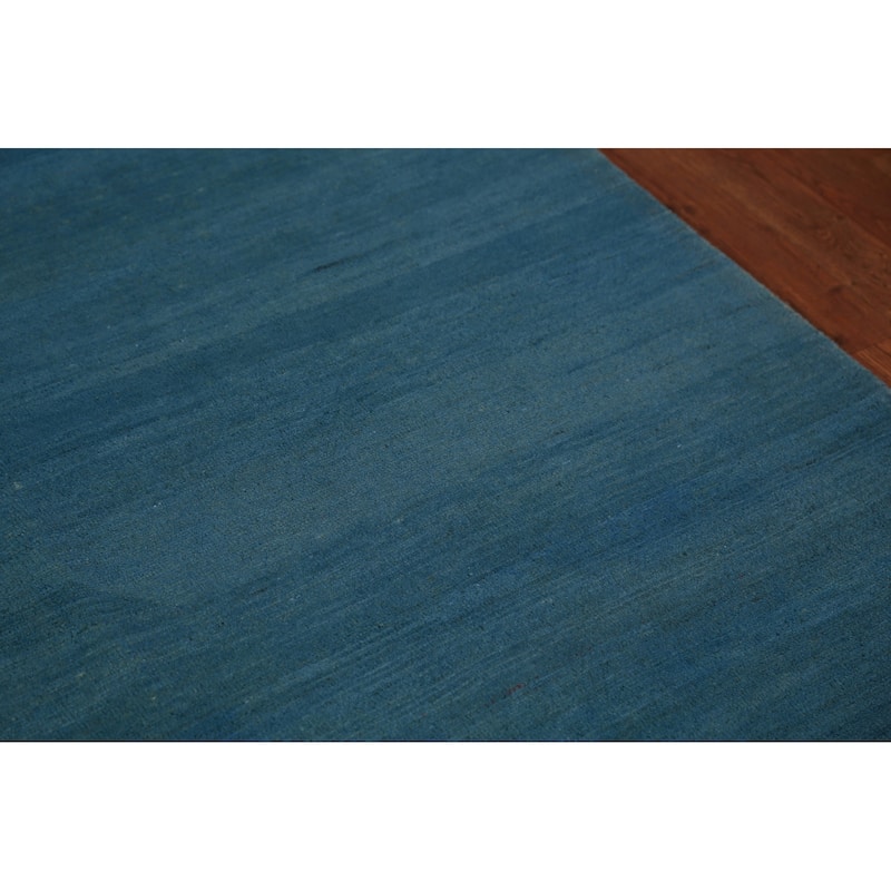 Blue Gabbeh Modern Area Rug Handmade Oriental Blue Wool Carpet - 5'6" x 7'10"