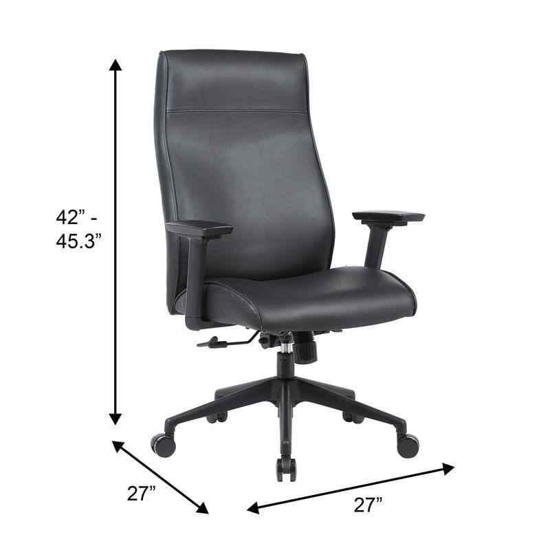 Maxwell High-Back Leather Adjustable Executive Office Chair - Ergonomic Swivel Desk with Stainless Steel Lift 350 lb. Limit