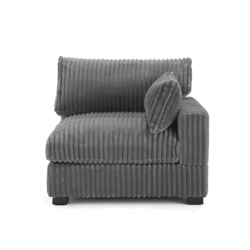 40"W Plush Corduroy Corner Accent Chair Sectional Module with Pillow