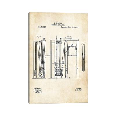 iCanvas "Otis Elevator (1861)" by Patent77 Canvas Print
