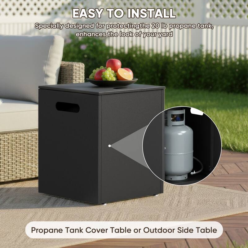 Pocassy Outdoor 7 Pieces Sofa Swivel Chair Ottoman with Fire Table