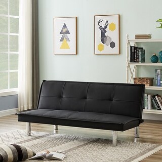 Modern PU Leather Sofa Bed Adjustable Tufted Back Couch Furniture ...