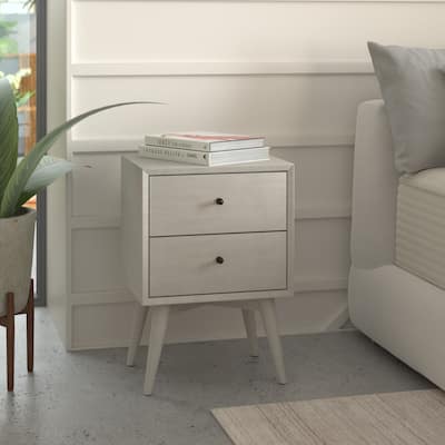 Alpine Furniture Flynn Mid Century Modern 2 Drawer Nightstand in Gray