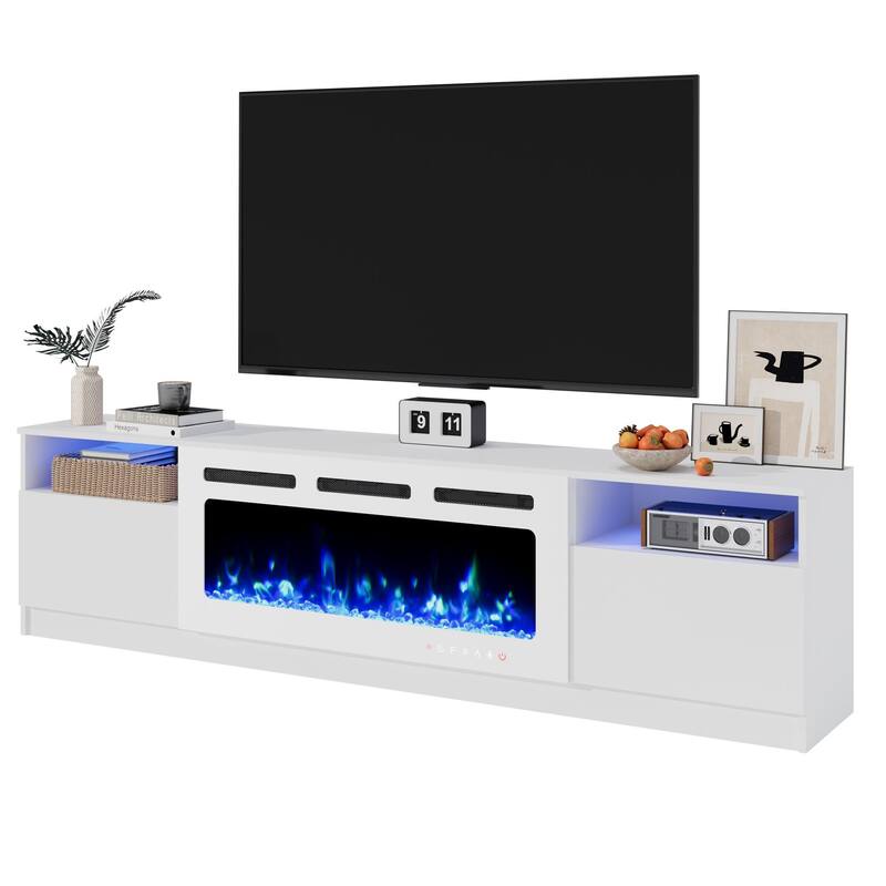 36'' Electric Fireplace TV Stand, Entertainment Center & TV Console for TVs up to 80'', Modern Fireplace Heater for Living Room
