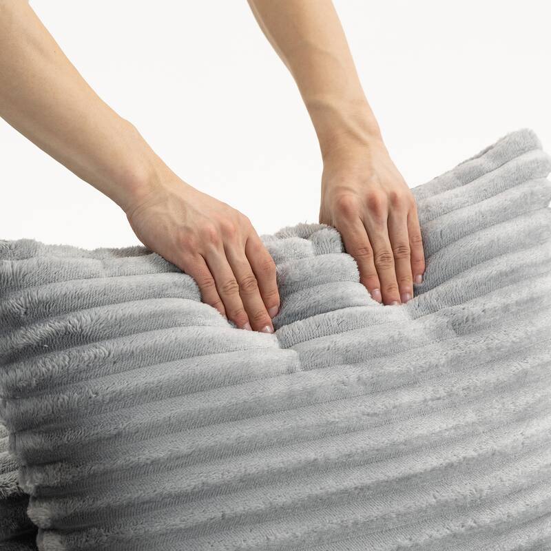 Grey Corduroy Modular Sectional Sofa 4 Seat Magic Cube Design 107" Wide No Assembly Required Compressed Foam Cushions