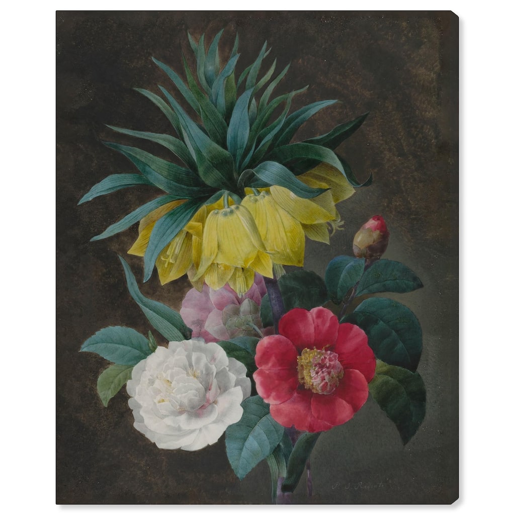 Four Peonies and a Crown Canvas by Art Remedy, Gallery Wrapped