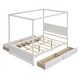 preview thumbnail 10 of 22, Full Size Canopy Bed Wood Canopy Bed w/ Drawers and Headboard Unisex