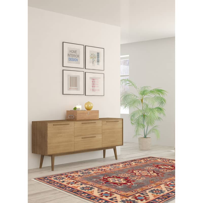 ECARPETGALLERY Hand-knotted Uzbek Ghazni Grey Wool Rug - 2'8 x 4'1