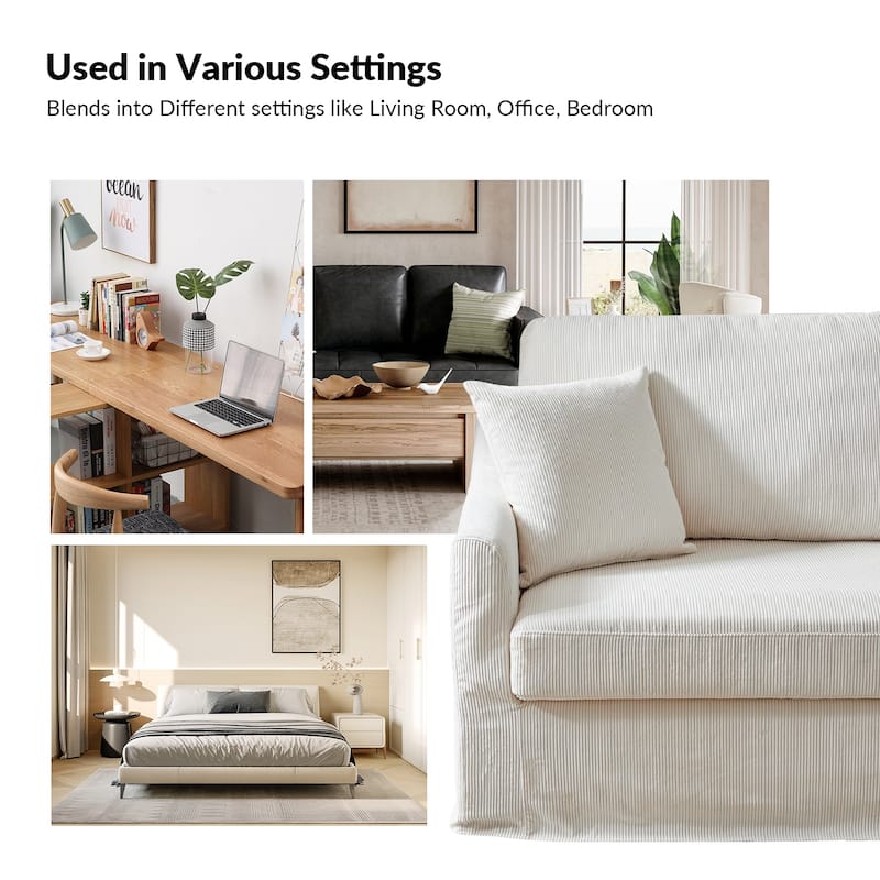 Volkhard 80.5" Modern Slipcovered Sofa With Removable Back Cushion By HULALA HOME