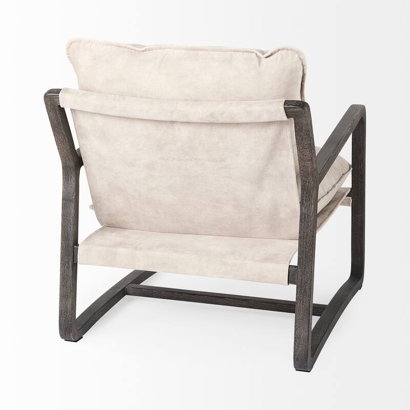 Brayden Light Brown Wood w/ Beige Fabric Seat Accent Chair