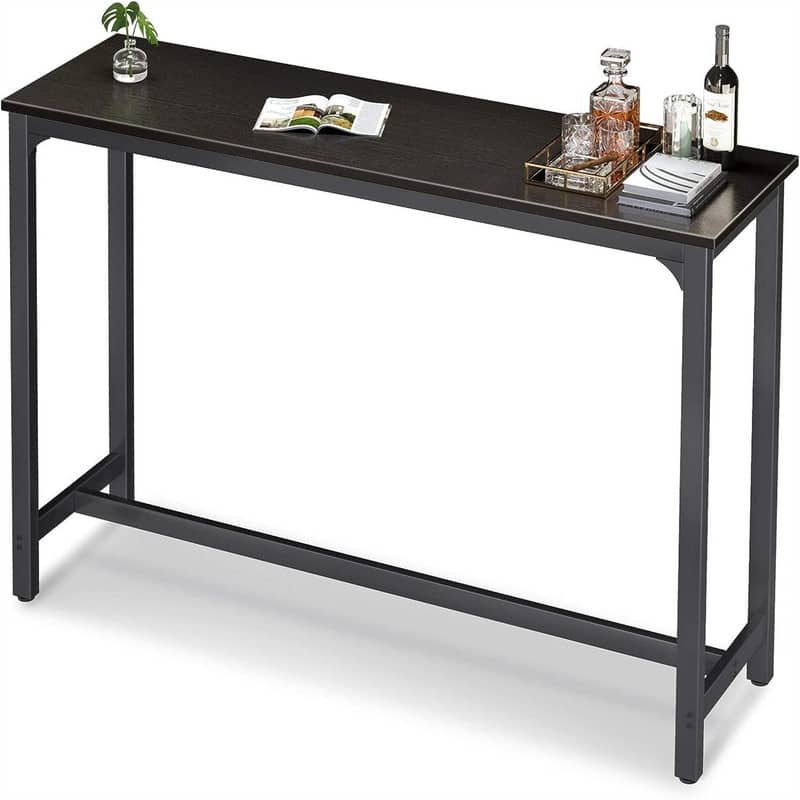 Bar Height Pub Table - 55"D x 15"W x 39"H - Black 55 Inch